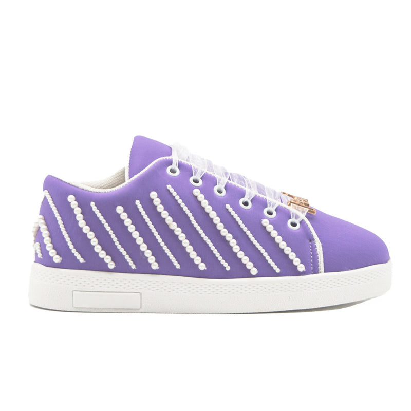 Emily Luxury Purple Lycra Handmade Embellished Trainers