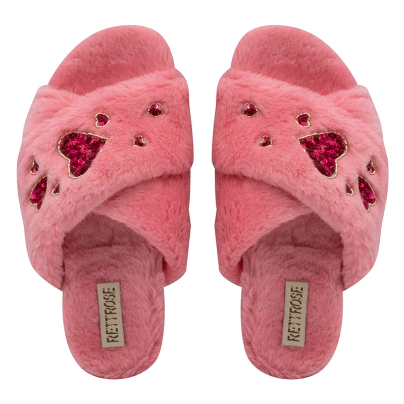 Kaylee Pink Luxury Plush Diamanté Embellished Handmade Slipper