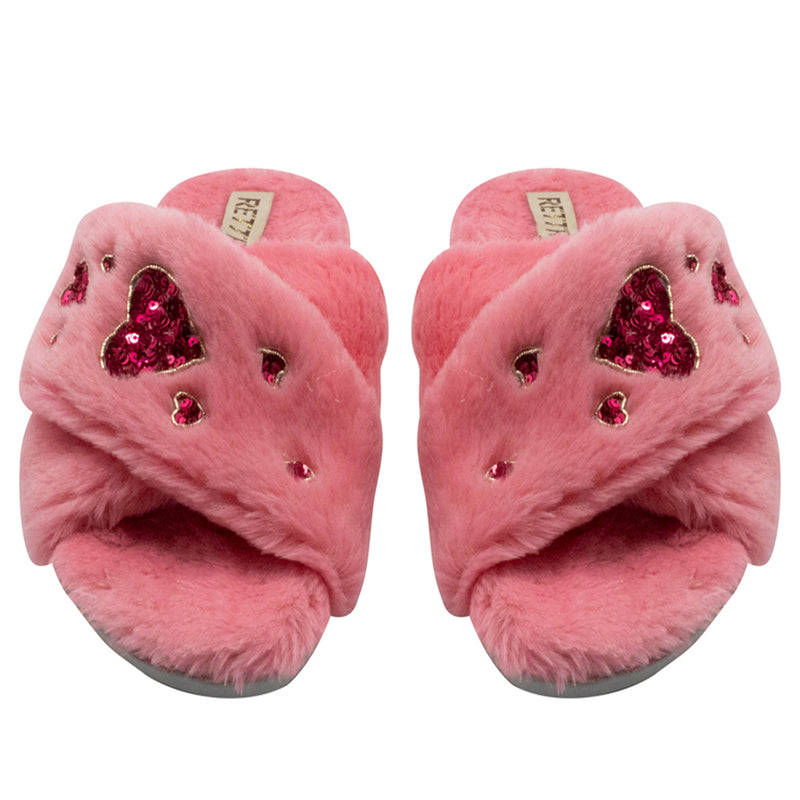 Kaylee Pink Luxury Plush Diamanté Embellished Handmade Slipper
