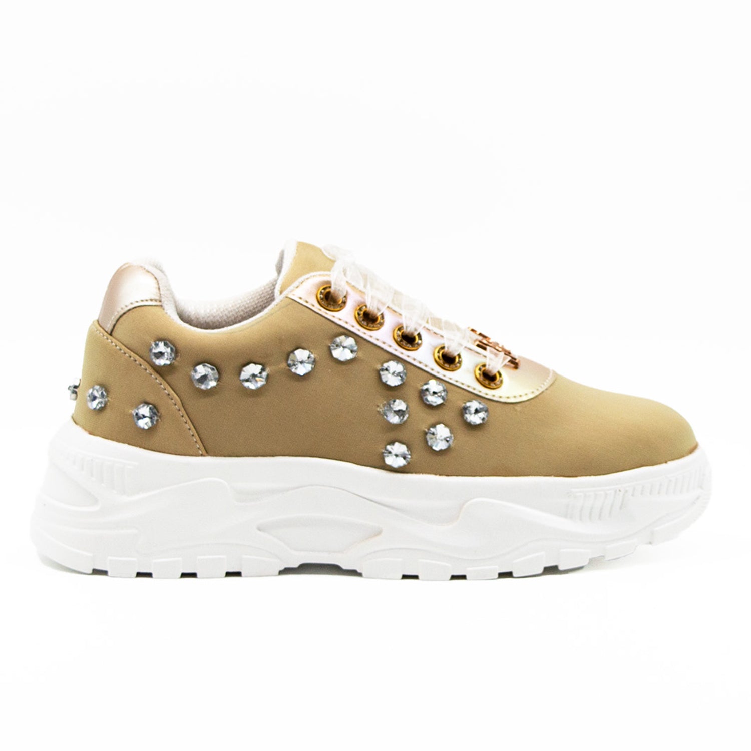 Adeline Luxury Desert Storm Lycra Handmade Embellished Trainers