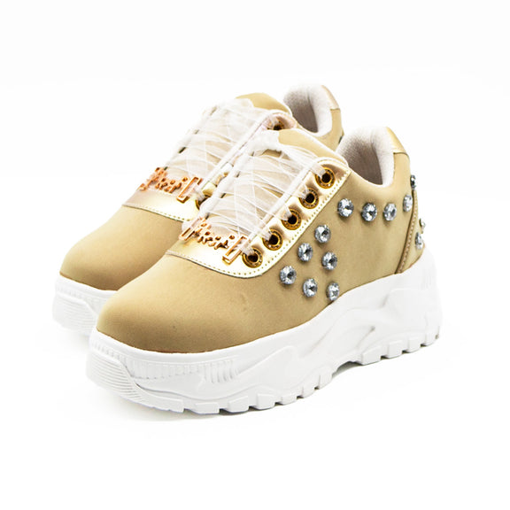 Adeline Luxury Desert Storm Lycra Handmade Embellished Trainers