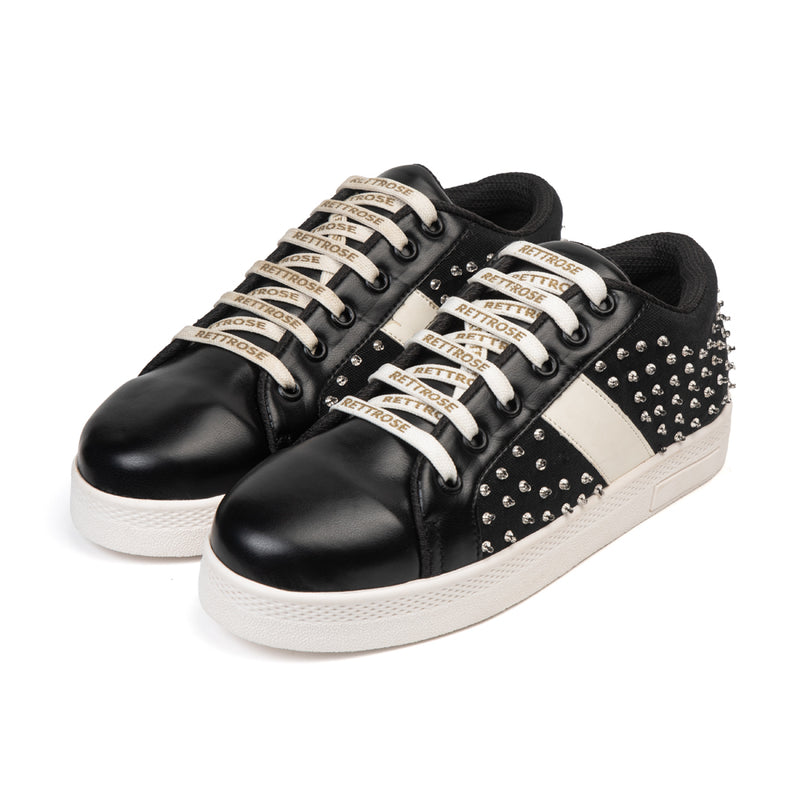 Teri Luxury Black Suede Handmade Embellished Tennis Shoe