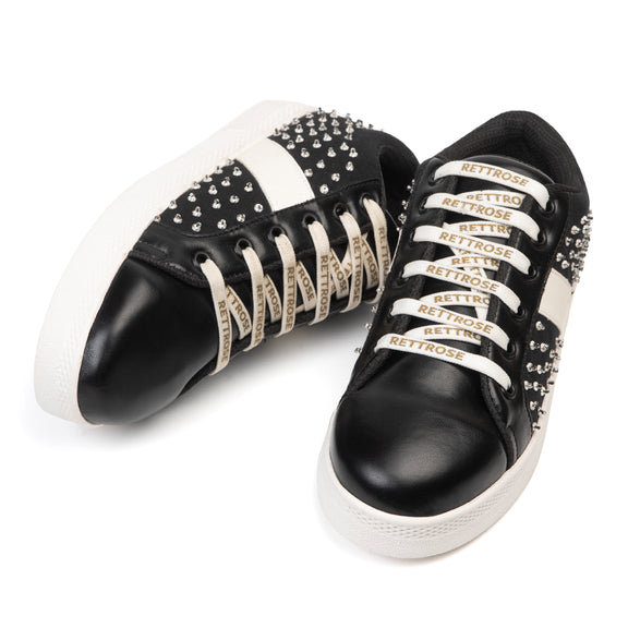 Teri Luxury Black Suede Handmade Embellished Tennis Shoe