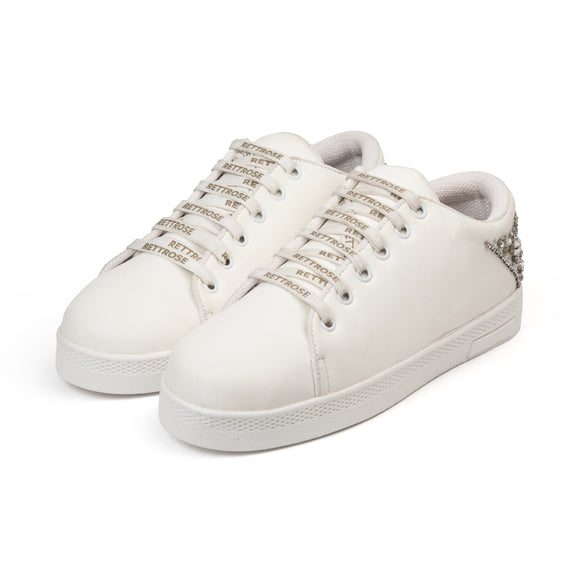 Lexi Luxury White Suede Handmade Embellished Tennis Shoe