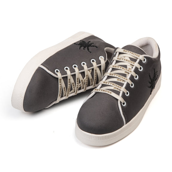 Cath Luxury Grey Suede Handmade Embellished Tennis Shoe