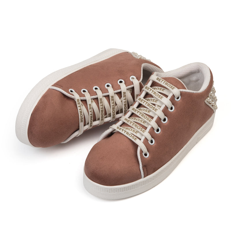 Elena Luxury Desert Storm Suede Handmade Embellished Tennis Shoe