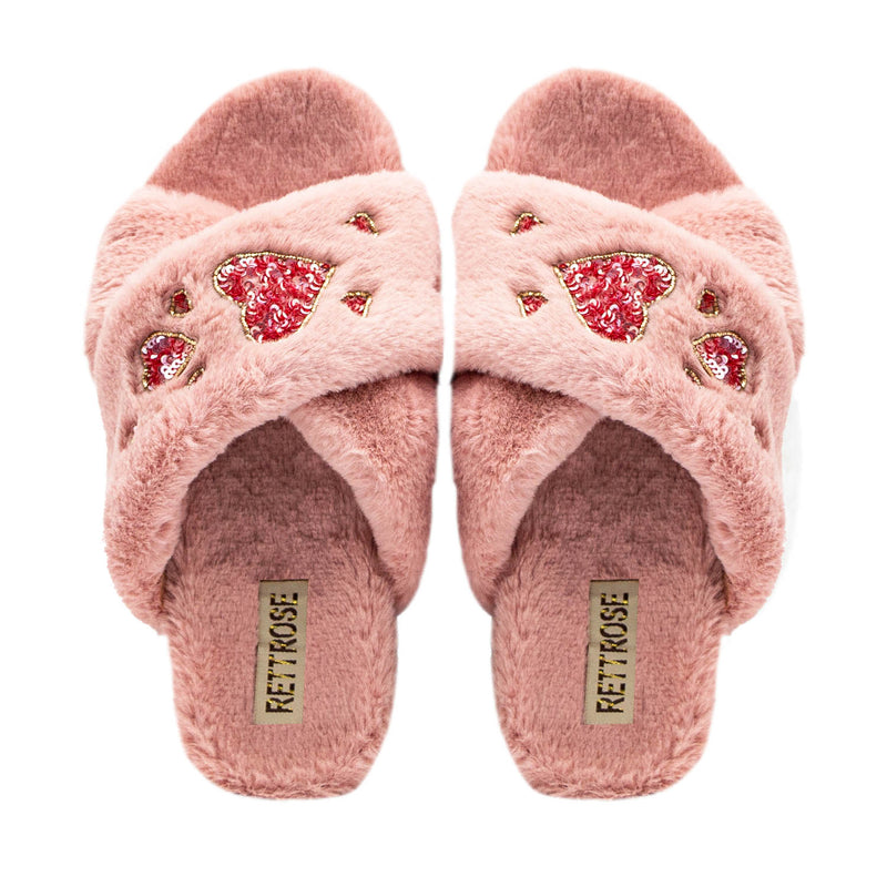 The Kaylee Nude Luxury Plush Diamanté Embellished Handmade Slipper |