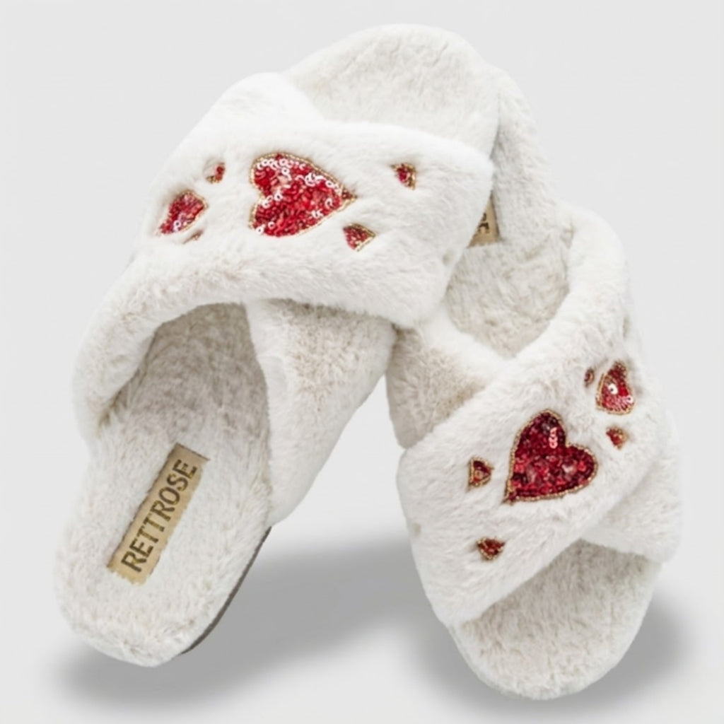 Kaylee Cream Luxury Plush Diamanté Embellished Handmade Slipper