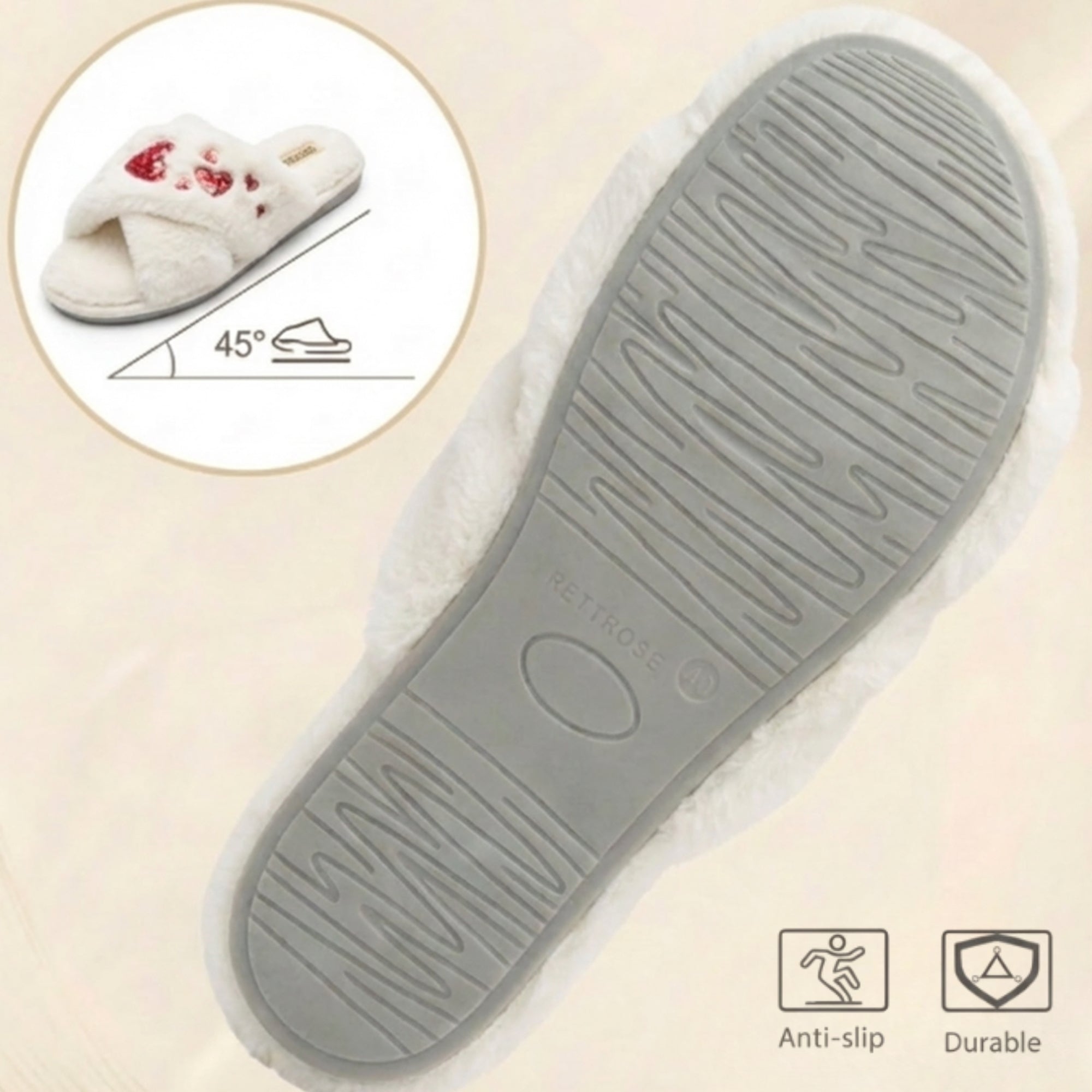 Kaylee Cream Luxury Plush Diamanté Embellished Handmade Slipper
