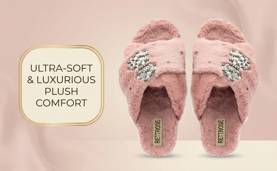 Fefe Nude Luxury Plush Diamanté Embellished Handmade Slipper