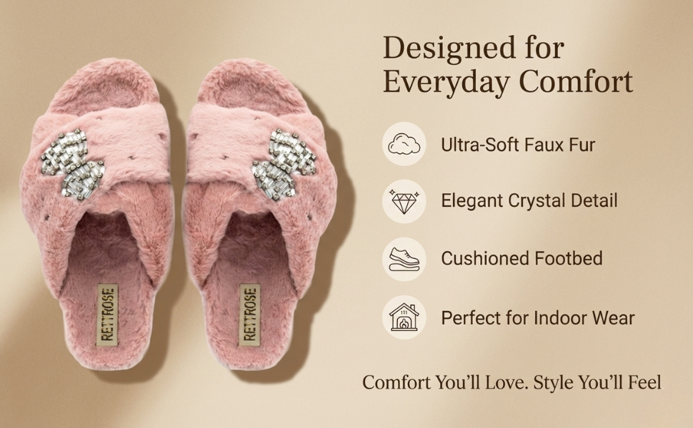 Fefe Nude Luxury Plush Diamanté Embellished Handmade Slipper