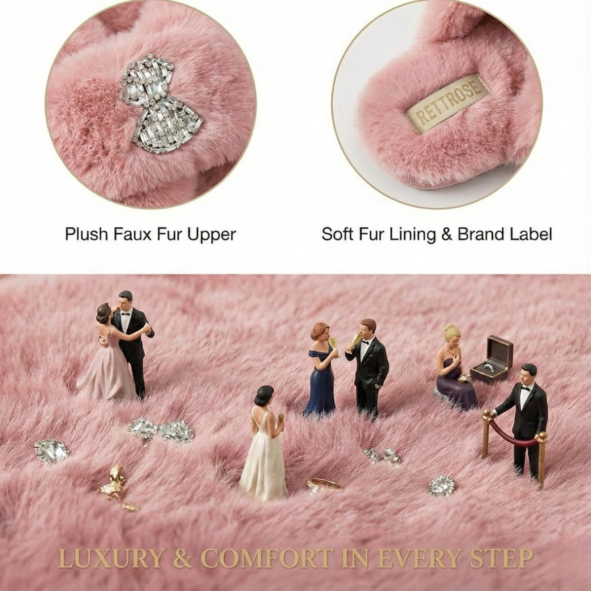 Fefe Nude Luxury Plush Diamanté Embellished Handmade Slipper