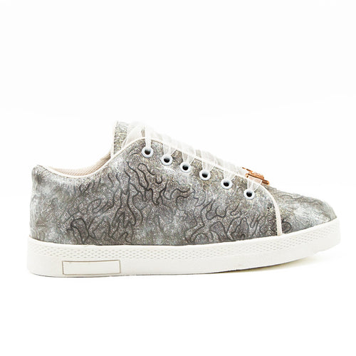 Brielle Luxury Silver Satin Handmade Embellished Tennis Shoe
