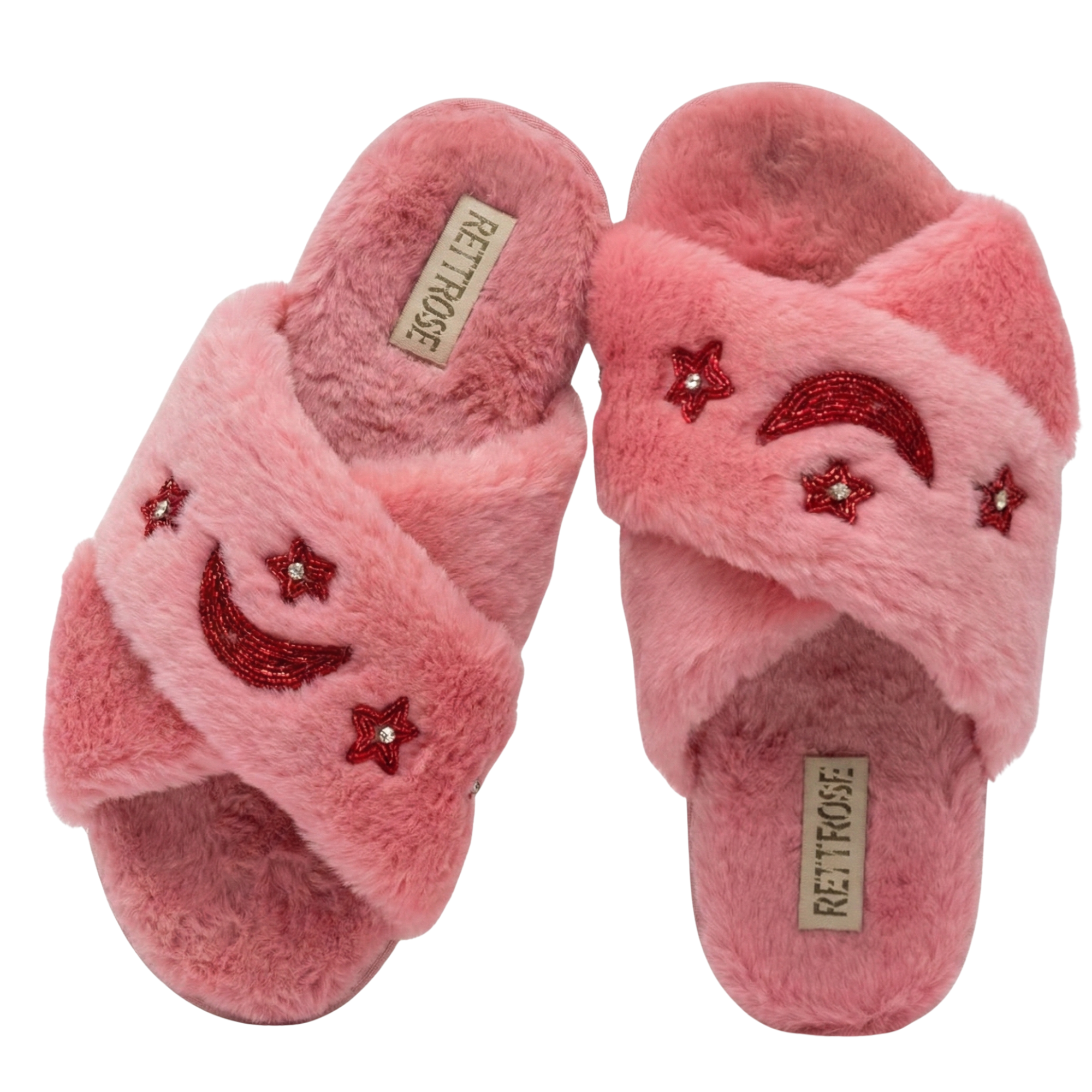 Isabel Pink Luxury Plush Diamanté Embellished Handmade Slipper