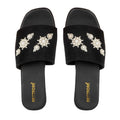 Annie Black Luxury Plush Diamanté Embellished Handmade Sliders