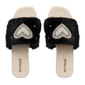 Lilah Black Luxury Plush Diamanté Embellished Handmade Sliders 