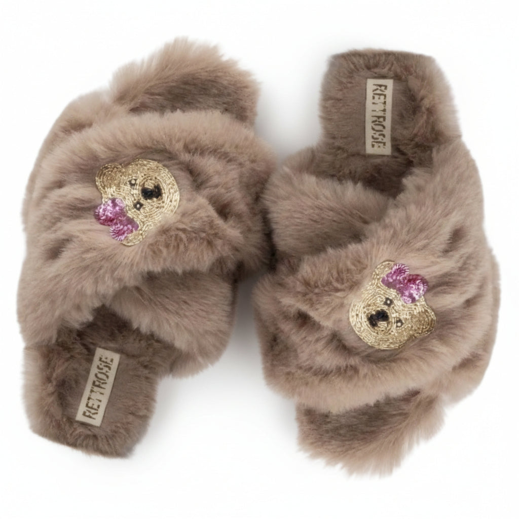 Roxy Mink Luxury Plush Diamanté Embellished Handmade Slipper