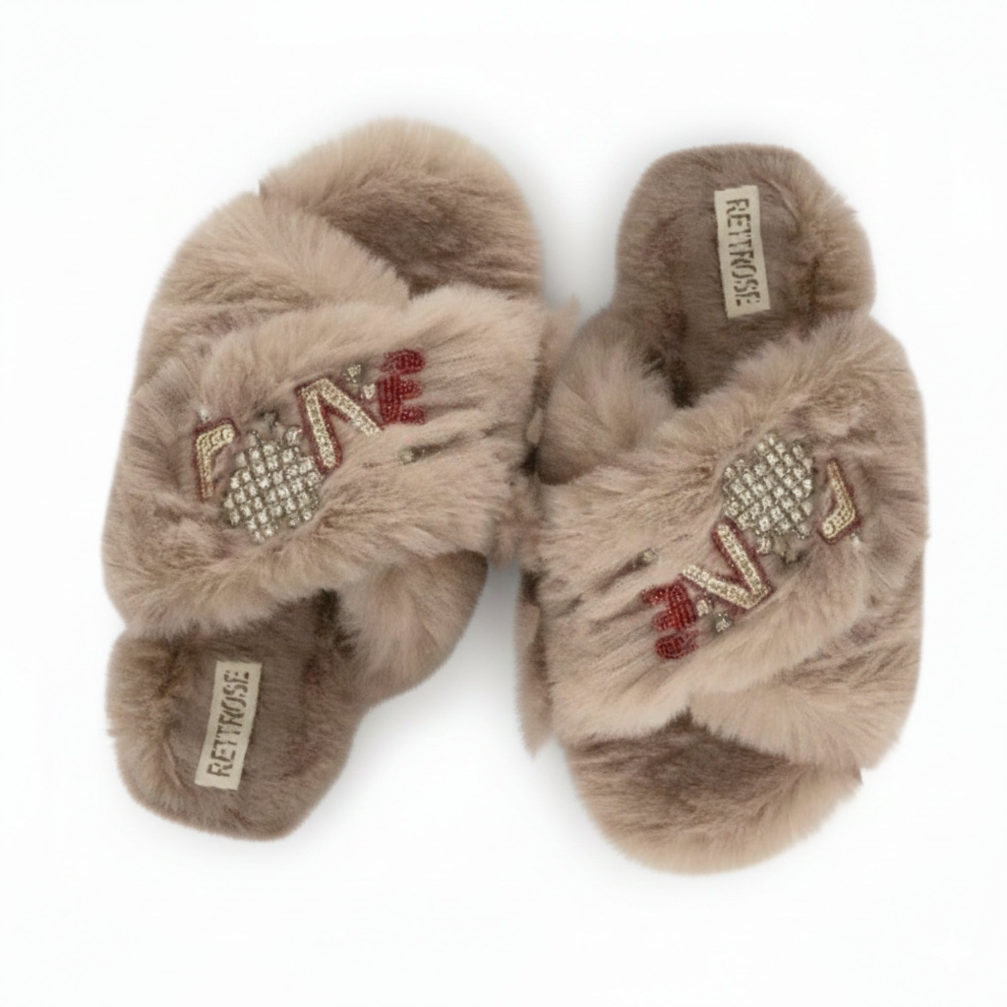 Valentina Luxury Plush Diamanté Embellished Handmade Slipper