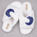 Alma White Luxury Plush Diamanté Embellished Handmade Slipper