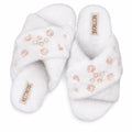 Kinsley White Luxury Plush Diamanté Embellished Handmade Slipper