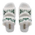 Elkie Cream Luxury Plush Diamanté Embellished Handmade Slipper