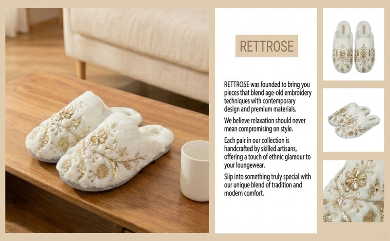 The Annie Cream Luxury Handmade Women’s Slippers – Faux Fur Front-Covered, Comfortable, White & Cream Diamanté Embellished