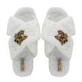 Sophie Cream Luxury Plush Diamanté Embellished Handmade Slipper