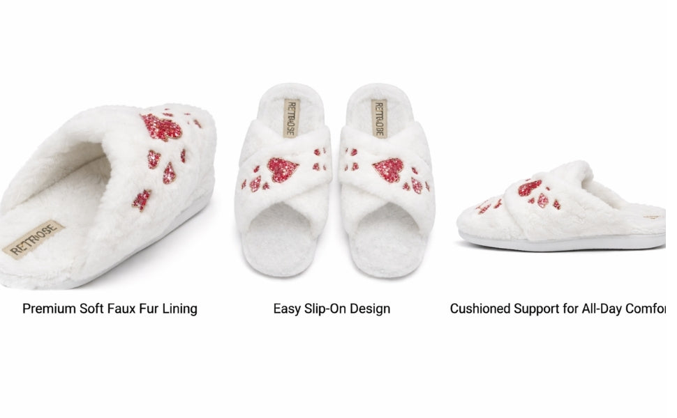 Kaylee Cream Luxury Plush Diamanté Embellished Handmade Slipper
