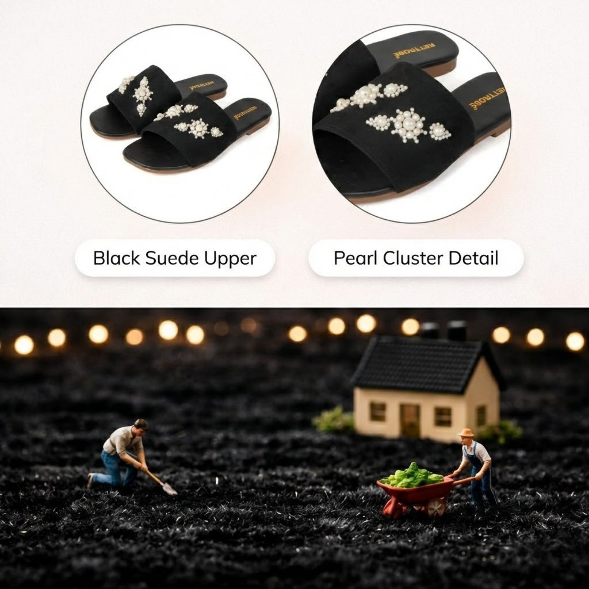 Annie Black Luxury Leather Comfortable hand made Diamanté Embellished Women’s Handmade Sliders
