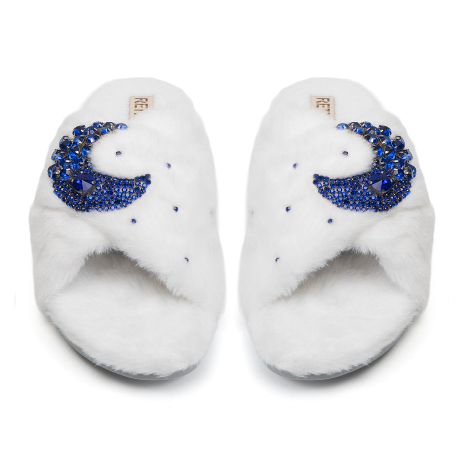Alma White Luxury Faux Fur Comfortable Diamanté Embellished Women’s Handmade Slippers