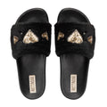The Ella Noir Luxury Plush Diamanté Embellished Handmade Sliders | RETTROSE |