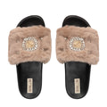 The Aubrey Mink Luxury Plush Diamanté Embellished Handmade Sliders | RETTROSE |