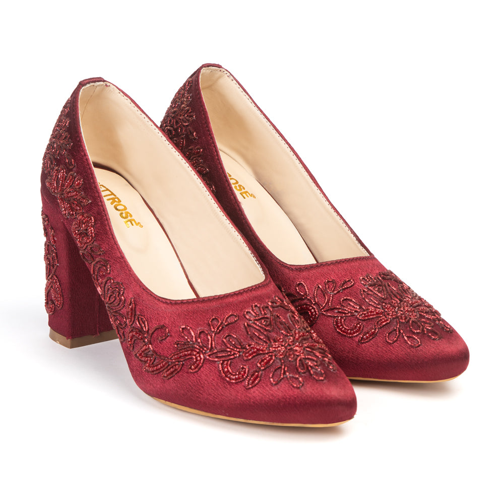 The Roselle Velvet Hand Embellished Luxury Heel