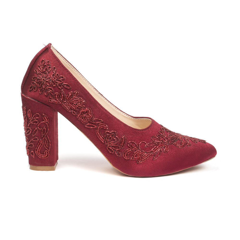 The Roselle Velvet Hand Embellished Luxury Heel