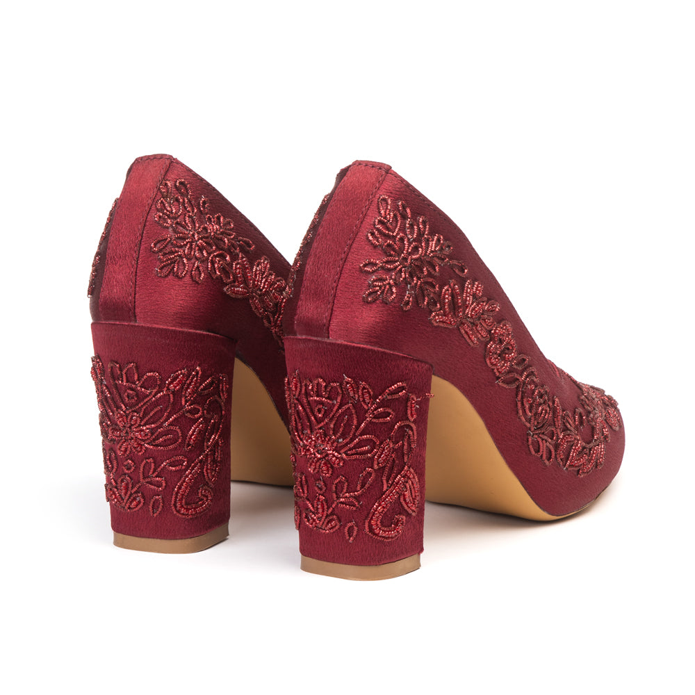 The Roselle Velvet Hand Embellished Luxury Heel