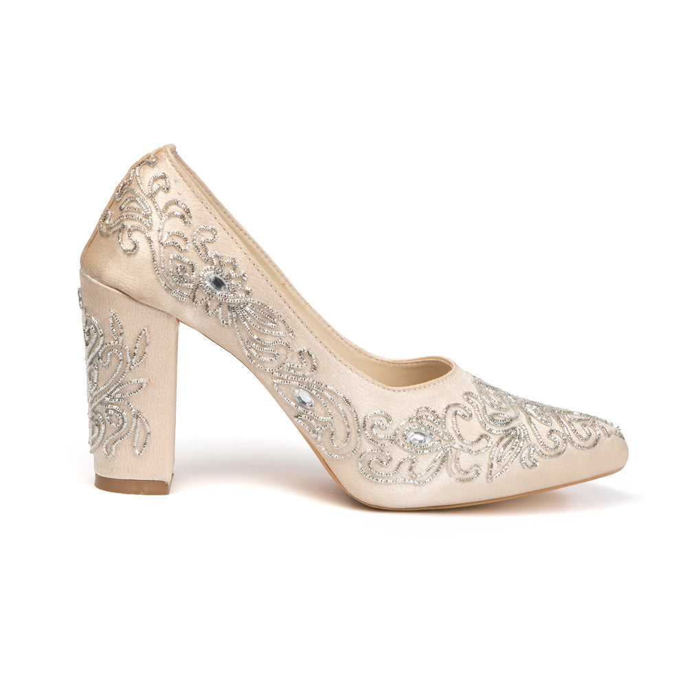 The Estelle Silver Hand Embellished Luxury Heel