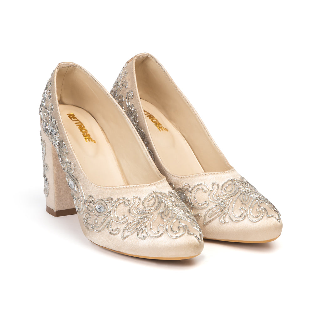 The Estelle Silver Hand Embellished Luxury Heel