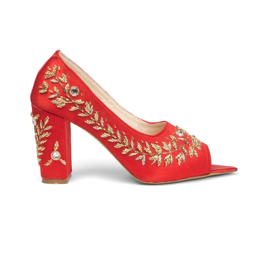The Maribelle Crimson Hand Embellished Luxury Heel