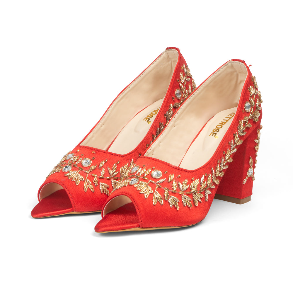 The Maribelle Crimson Hand Embellished Luxury Heel