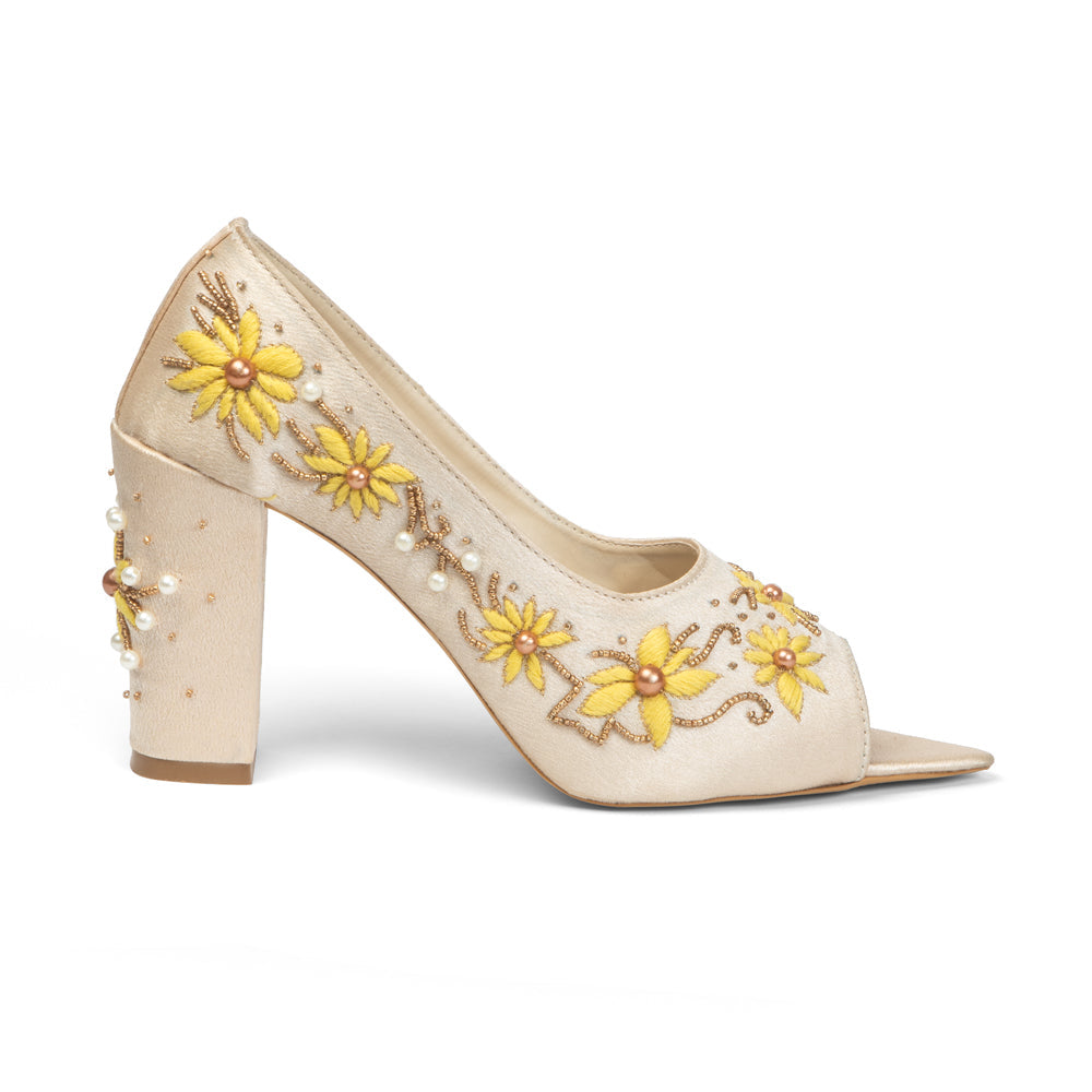 The Sunlit Bloom Hand Embellished Luxury Heel