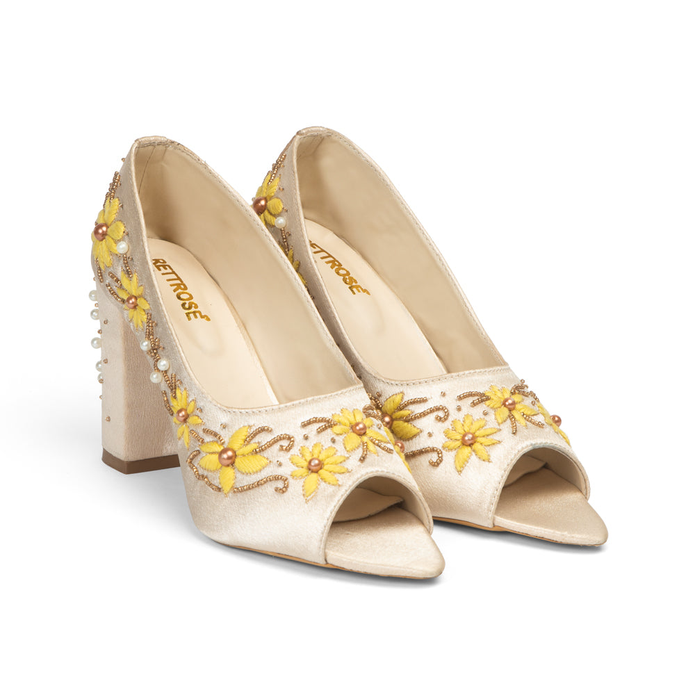 The Sunlit Bloom Hand Embellished Luxury Heel