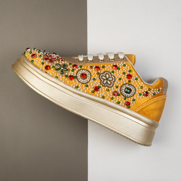 The Valeria Luxury Gemstone Reverie Embellished Trainer