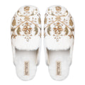 The Annie Cream Luxury Handmade Women’s Slippers – Faux Fur Front-Covered, Comfortable, White & Cream Diamanté Embellished