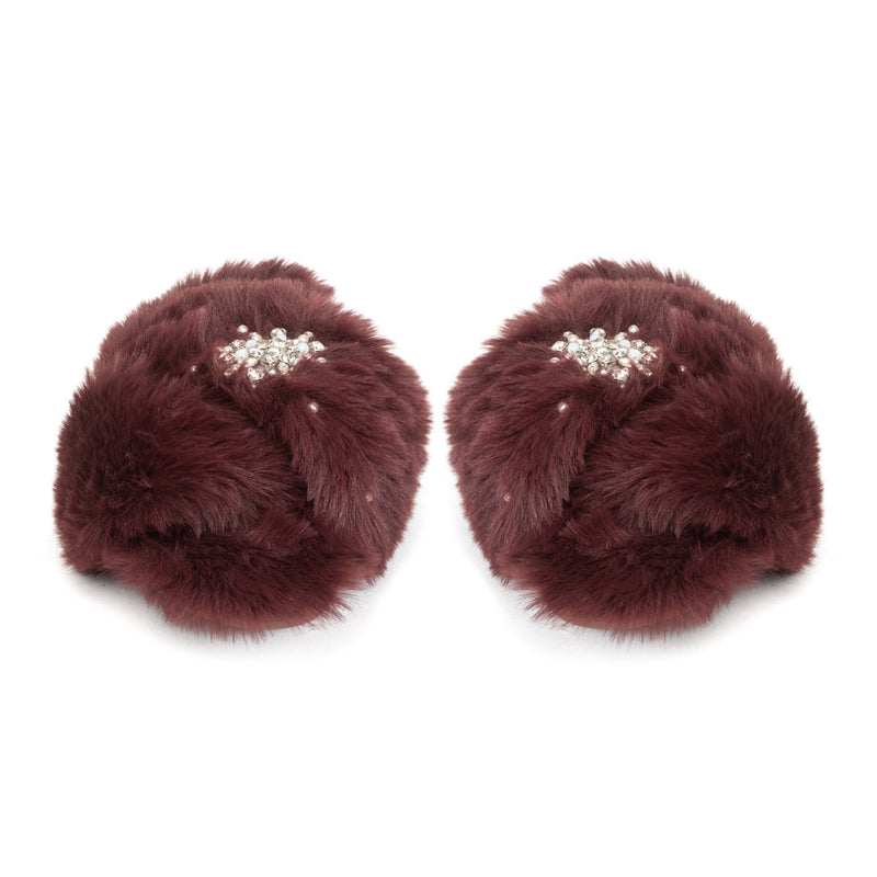 Alice Wine Luxury Plush Diamanté Embellished Handmade Slipper