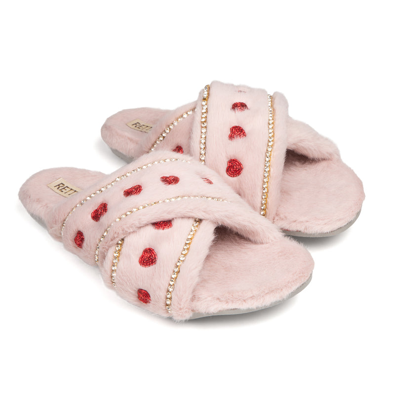 Naddie Pink Luxury Plush Diamanté Embellished Handmade Slipper