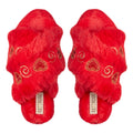 Rossi Red Luxury Plush Diamanté Embellished Handmade Slipper