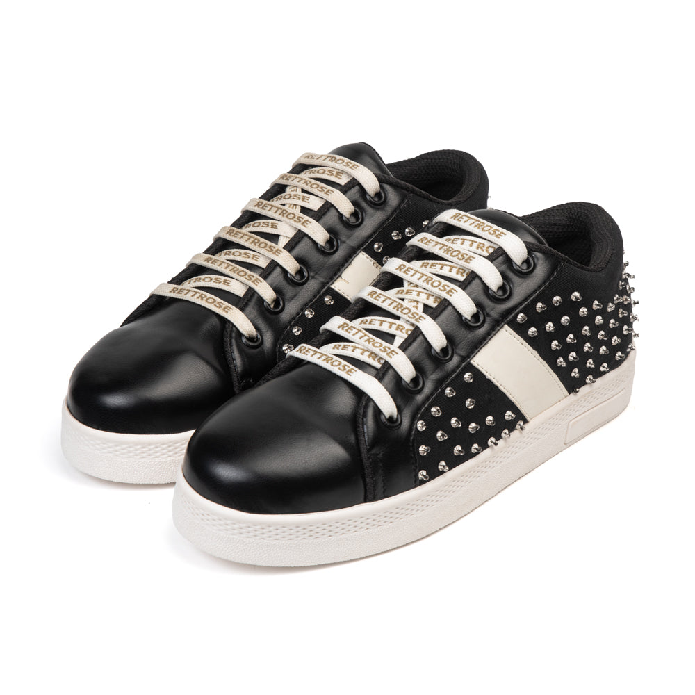 Teri Luxury Black Suede Handmade Embellished Tennis Shoe