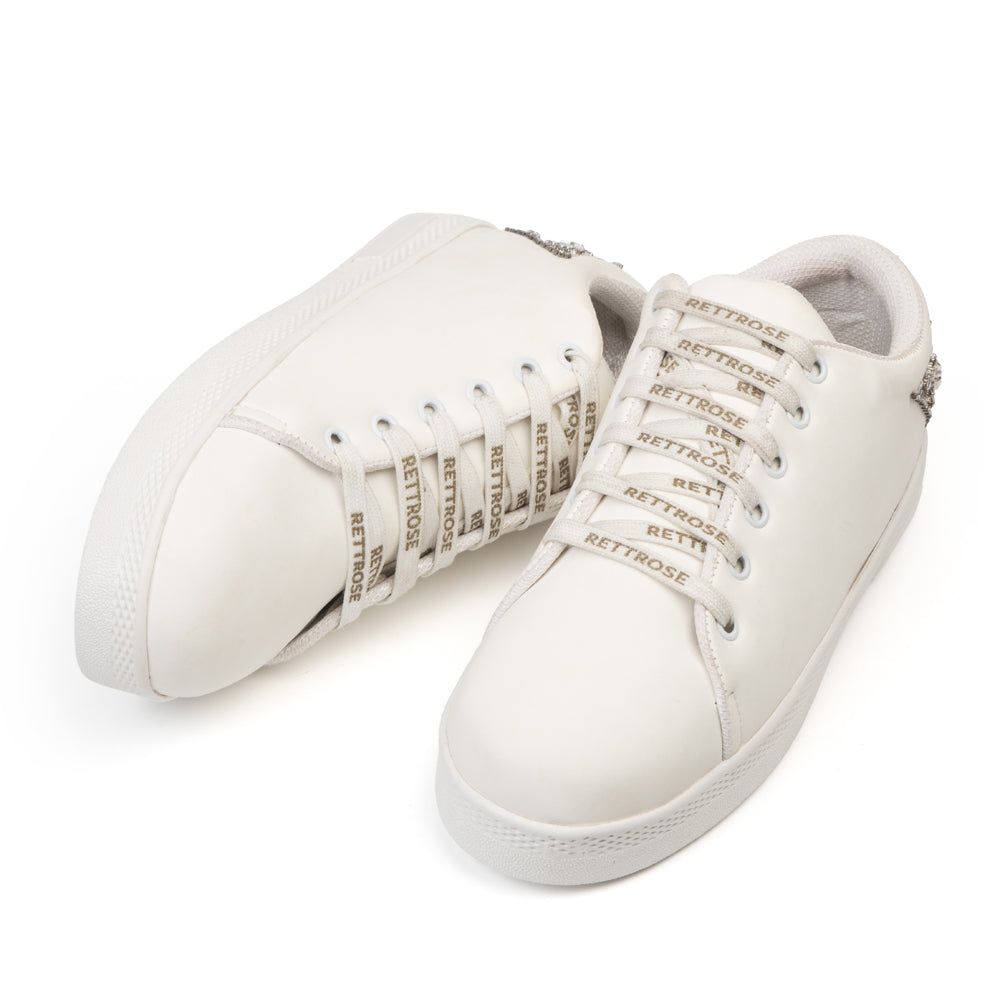 Lexi Luxury White Suede Handmade Embellished Tennis Shoe