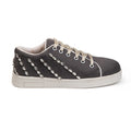 Ivy Luxury Grey Suede Handmade Embellished Tennis Shoe