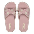 The Safira Pink Luxury Cross Over Embellished Slides